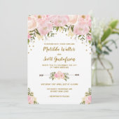 Blush Pink & Gold Floral Weddenschap Kaart (Staand voorkant)