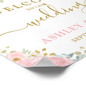  Blush Pink Gold Floral Weddenschap Welkom Poster (Hoek)