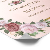 Blush Pink Gold Floral Weddenschap Welkomstteken Poster (Hoek)