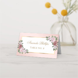 Blush Pink Gold Floral Wedding Plaatskaartje