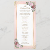 Blush Pink Gold Floral Wedding Programmakaart (Achterkant)