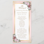 Blush Pink Gold Floral Wedding Programmakaart (Voorkant)