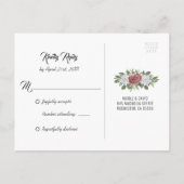 Blush Pink Gold Floral Wedding RSVP Briefkaart (Achterkant)
