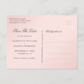 Blush Pink Gold Floral Wedding Save the Date Aankondigingskaart (Achterkant)