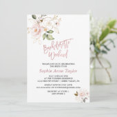 Blush Pink Gold Flowers Bachelorette Weekend Kaart (Staand voorkant)