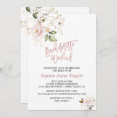 Blush Pink Gold Flowers Bachelorette Weekend Kaart (Voorkant / Achterkant)