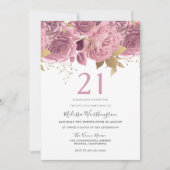 Blush Pink Gold Flowers Girls 21e verjaardag Kaart (Voorkant)