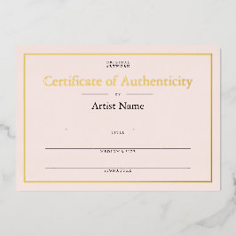 Blush Pink Gold Foil Certificaat van echtheid Folie Uitnodiging