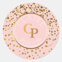 Blush Pink Gold Foil Confetti | Monogram bruiloft