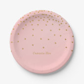 Blush Pink & Gold Foil Confetti Stippen Party Bord (Voorkant)