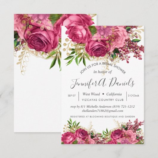 Blush Pink Gold Foil Rozen Vrijgezellenfeest Kaart (Voorkant / Achterkant)