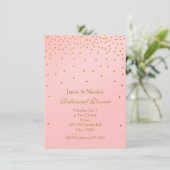 Blush Pink & Gold Foil Stippen Uitnodigingen voor  (Staand voorkant)