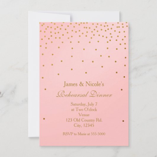 Blush Pink & Gold Foil Stippen Uitnodigingen voor  (Voorkant)