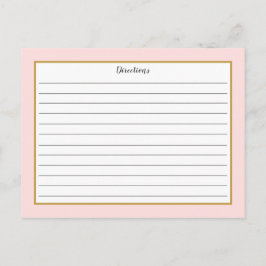 Blush Pink Gold Foliage Monogram Recipcard Briefkaart