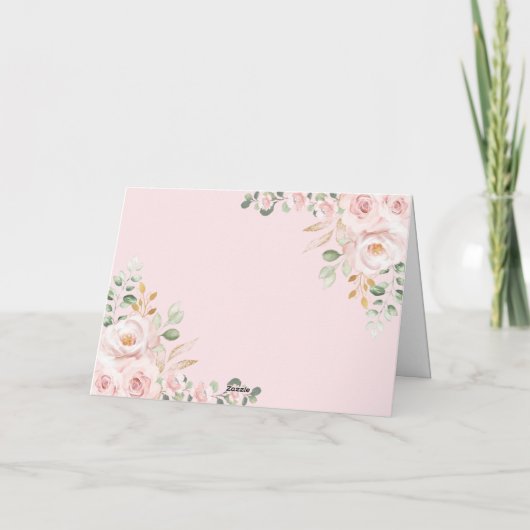Blush Pink Gold Garden Flowers Weddenschap Bedankkaart (Achterkant)