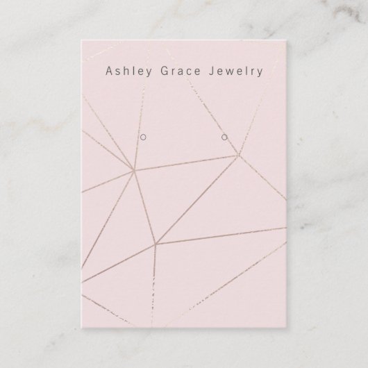 Blush Pink Gold Geometric Earring Card Visitekaartje (Voorkant)