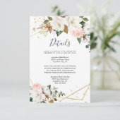 Blush Pink Gold Geometric en White Magnolia Flora Informatiekaartje (Staand voorkant)