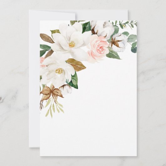 Blush Pink Gold Geometric en White Magnolia Flora Kaart (Achterkant)