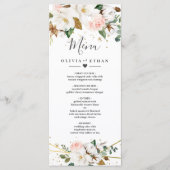 Blush Pink Gold Geometric en White Magnolia Flora Menu (Voorkant)