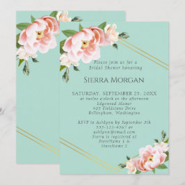 Blush Pink Gold Geometric Mint Green Vrijgezellenf Kaart