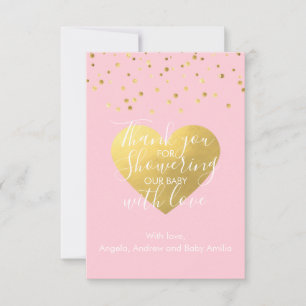 Blush Pink & Gold Girl Baby shower Hartelijk dank Bedankkaart