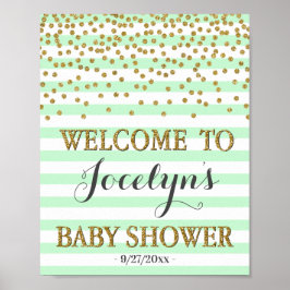 Blush Pink Gold Girl Baby shower Welkom Poster