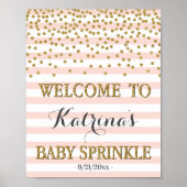 Blush Pink Gold Girl Baby Sprinkle Welcome Sign Poster (Voorkant)