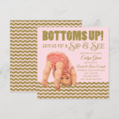 Blush Pink Gold Girls Sip en zie uitnodiging (Voorkant / Achterkant)