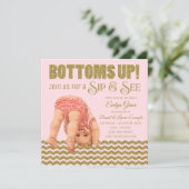 Blush Pink Gold Girls Sip en zie uitnodiging (Staand voorkant)