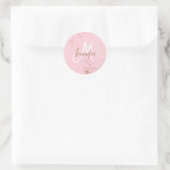 Blush Pink Gold girly Script Monogram Ronde Sticker (Tas)