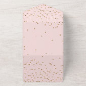 Blush Pink Gold Glam Confetti All In One Uitnodiging (Buitenkant)