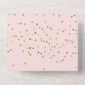 Blush Pink Gold Glam Confetti All In One Uitnodiging (Achterkant)