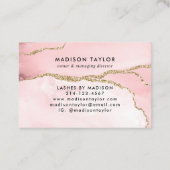 Blush Pink Gold Glam Glitter Marble Agate Monogram Visitekaartje (Achterkant)