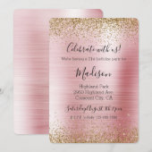 Blush Pink Gold Glam Glitzy Sparkle Glitter Kaart (Voorkant / Achterkant)