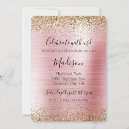 Blush Pink Gold Glam Glitzy Sparkle Glitter Kaart