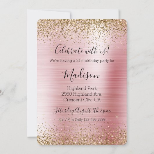 Blush Pink Gold Glam Glitzy Sparkle Glitter Kaart (Voorkant)