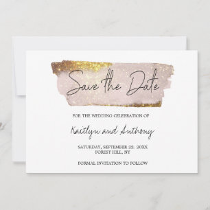 Blush Pink & Gold Glam Script Save The Date
