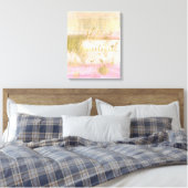 Blush Pink Gold Glam Waterverf Hallo Canvas Afdruk (Insitu (Slaapkamer))