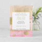 Blush Pink Gold Glam Waterverf Mooie verjaardag Kaart (Staand voorkant)