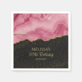 Blush Pink Gold Glitter Abstract Watercolor Marble Servet (Voorkant)