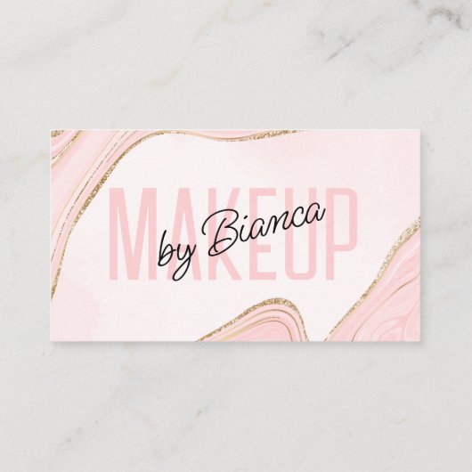 Blush Pink Gold Glitter Agaat Make-up Artiest Salo Visitekaartje (Achterkant)