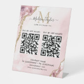 Blush Pink Gold Glitter Agaat Monogram Scan te bet Reclamebord Met Voetstuk (Voorkant)