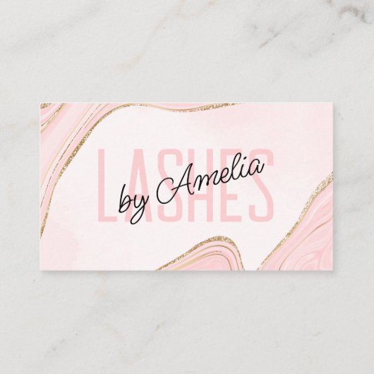 Blush Pink Gold Glitter Agaat Oogwimpers Brows Visitekaartje (Achterkant)