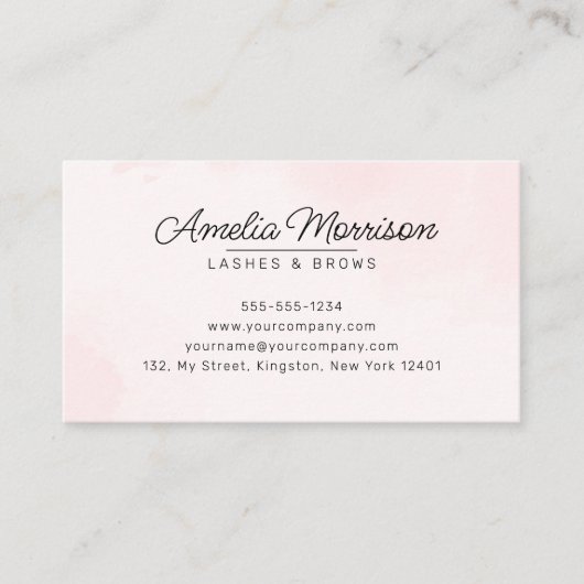 Blush Pink Gold Glitter Agaat Oogwimpers Brows Visitekaartje (Voorkant)