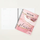 Blush Pink Gold Glitter Agate Business Logo 2024 Planner (Display)