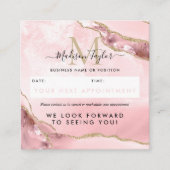 Blush Pink Gold Glitter Agate Marble Monogram Cute Afsprakenkaartje (Voorkant)