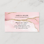 Blush Pink Gold Glitter Agate Marble Monogram Cute Afsprakenkaartje (Achterkant)