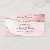 Blush Pink Gold Glitter Agate Marble Monogram Visitekaartje (Achterkant)