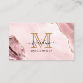 Blush Pink Gold Glitter Agate Marble Monogram Visitekaartje (Voorkant)