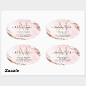 Blush Pink Gold Glitter Agate Monogram Business Ovale Sticker (Vel)